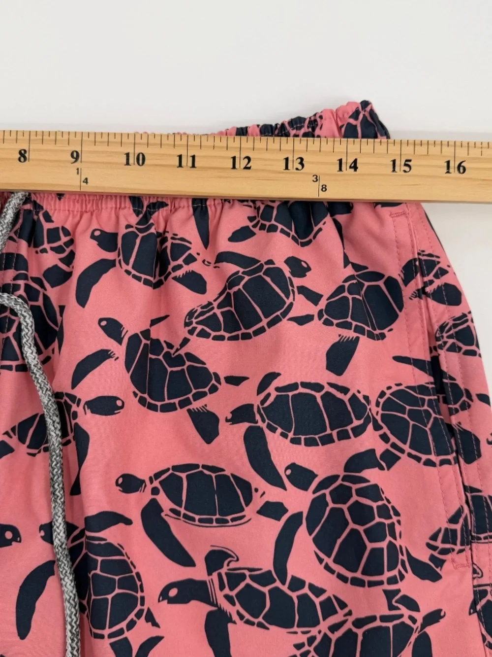 Rainforest Swim Trunks Men Medium Pink Blue Turtles Elastic Drawstring Waist